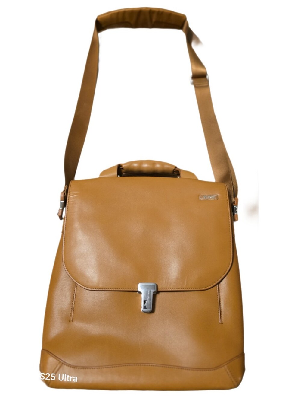Tumi Tan Leather Messenger Bag
